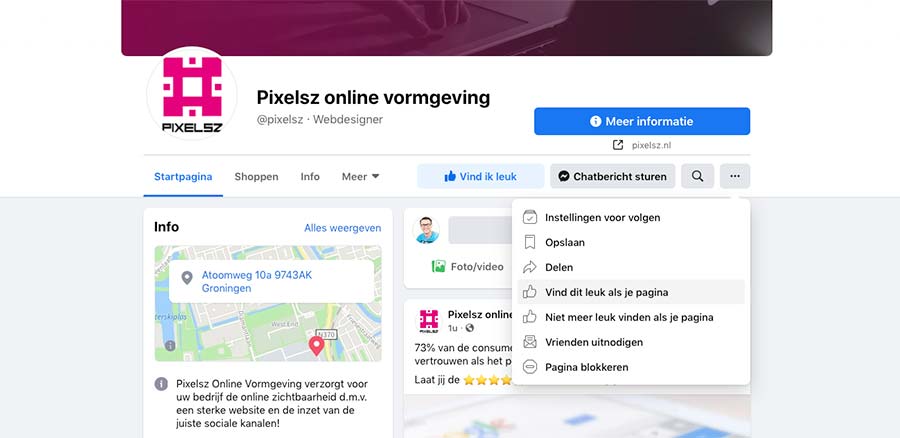 Pagina liken leuk vinden met bedrijfspagina op Facebook