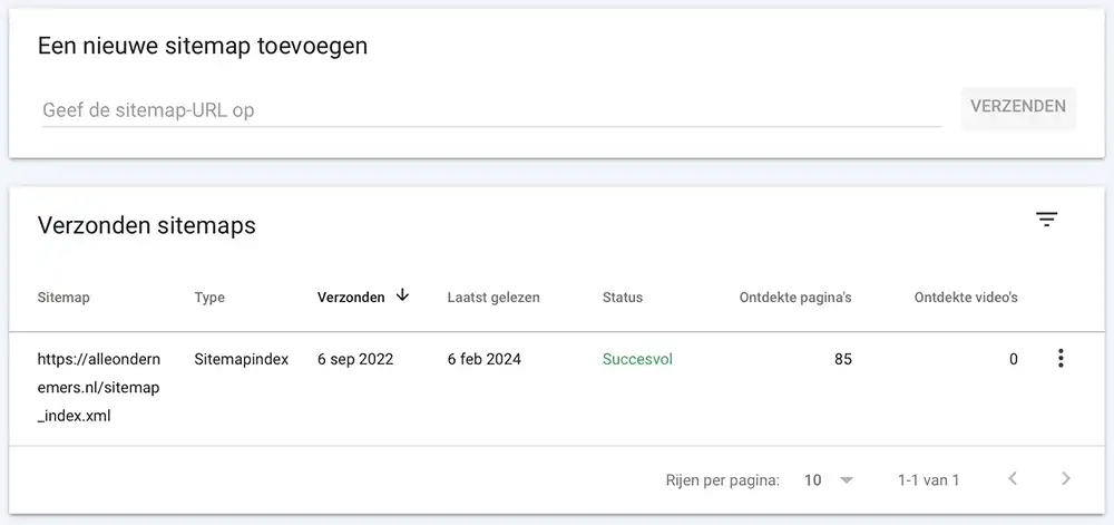 Google Search Console sitemap indienen
