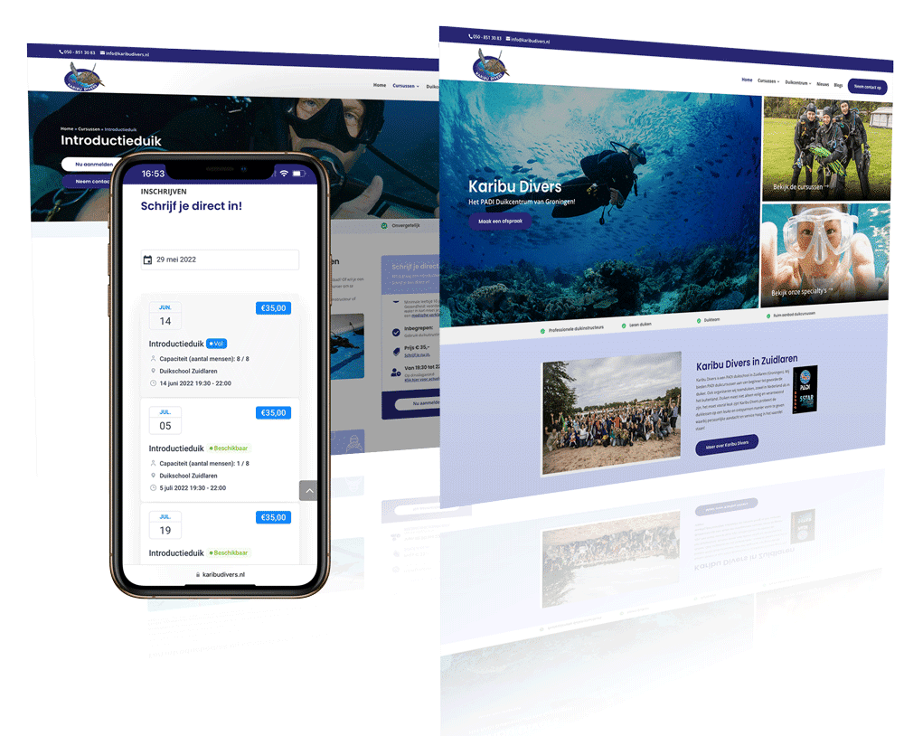 nieuw webdesign Karibu Divers Duikcentrum