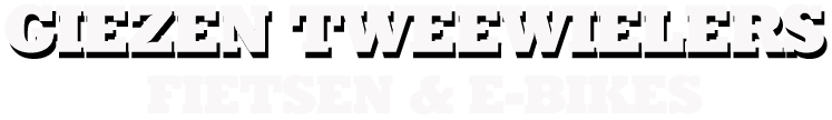 Giezen tweewielers wit met font